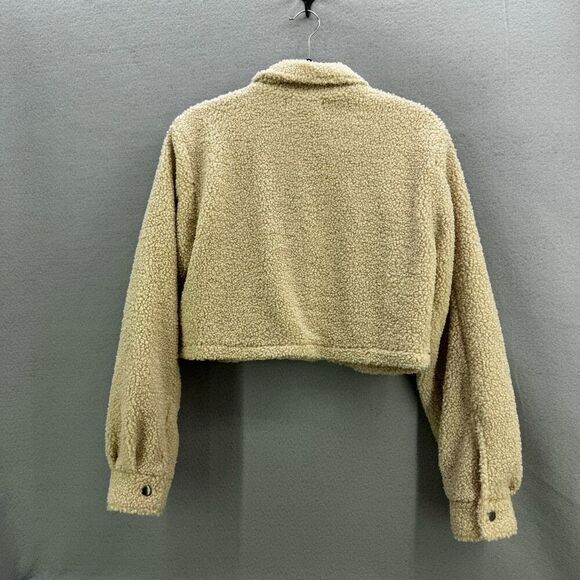 NWT Vintage American Threads Womens Biege Snap Front Cropped Teddy Jacket Large - Picture 9 of 9